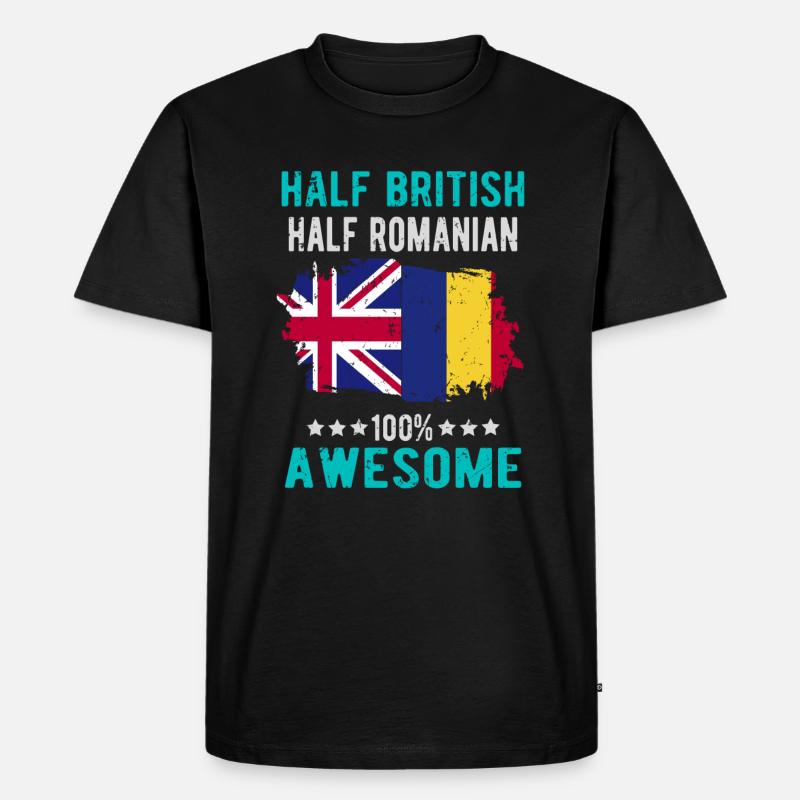 Halb Brite Halb Rumäne - Männer Premium Bio T-Shirt - Schwarz