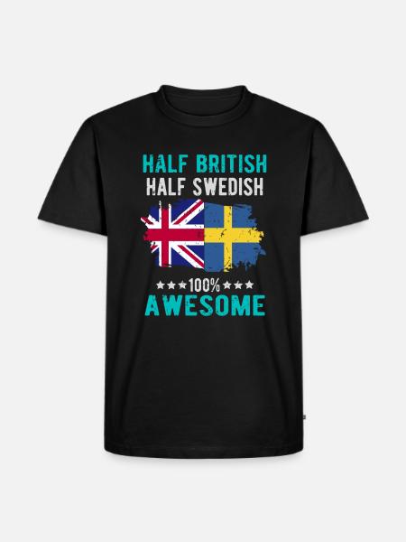 Halb Brite Halb Schwede - Männer Premium Bio T-Shirt - Schwarz