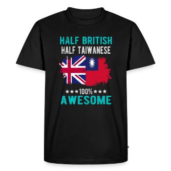 Moitié britannique moitié taïwanais - T-shirt Premium bio Homme - noir - Devant - Nico (187cm)