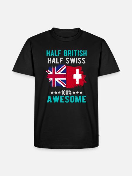 Halb Brite Halb Schweizer - Männer Premium Bio T-Shirt - Schwarz