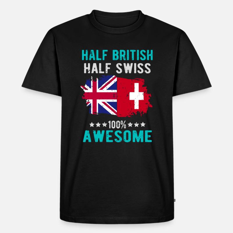 Halb Brite Halb Schweizer - Männer Premium Bio T-Shirt - Schwarz