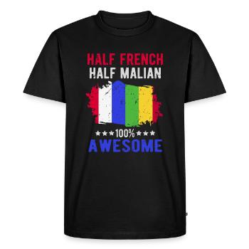 Moitié Français moitié malien - T-shirt Premium bio Homme - noir - Devant - Nico (187cm)