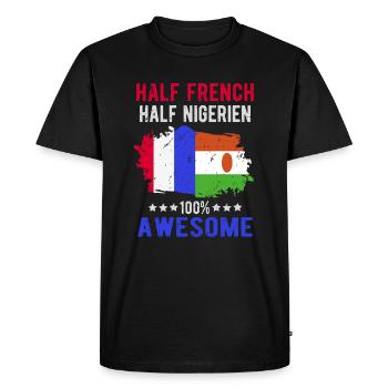 Moitié Français moitié Nigrer - T-shirt Premium bio Homme - noir - Devant - Nico (187cm)