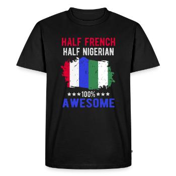 Moitié Français moitié nigérian - T-shirt Premium bio Homme - noir - Devant - Nico (187cm)