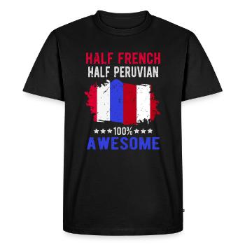 Moitié Français moitié péruvien - T-shirt Premium bio Homme - noir - Devant - Nico (187cm)