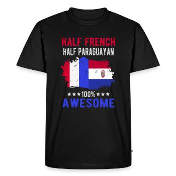 Moitié Français moitié paraguayen - T-shirt Premium bio Homme - noir - Devant - Nico (187cm)