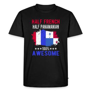 Moitié Français moitié Panamese - T-shirt Premium bio Homme - noir - Devant - Nico (187cm)