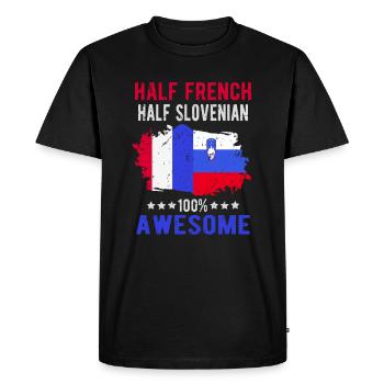 Moitié Français moitié slovène - T-shirt Premium bio Homme - noir - Devant - Nico (187cm)