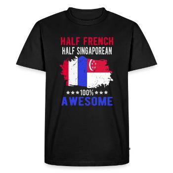 Moitié Français moitié singapourien - T-shirt Premium bio Homme - noir - Devant - Nico (187cm)