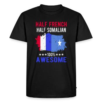 Moitié Français moitié somalien - T-shirt Premium bio Homme - noir - Devant - Nico (187cm)