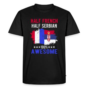Moitié Français moitié serbe - T-shirt Premium bio Homme - noir - Devant - Nico (187cm)