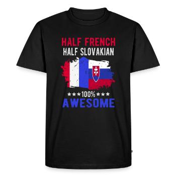 Moitié Français moitié slovaque - T-shirt Premium bio Homme - noir - Devant - Nico (187cm)