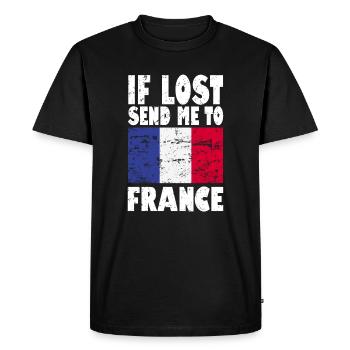 Slogan du drapeau de la France - T-shirt Premium bio Homme - noir - Devant - Nico (187cm)