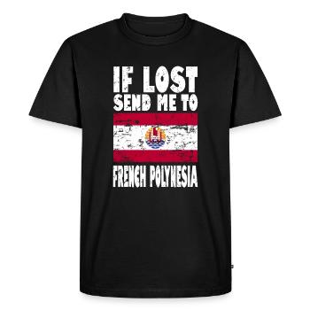 Français Drapeau de la Polynésie - T-shirt Premium bio Homme - noir - Devant - Nico (187cm)