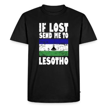 Lesotho Flag Saying - Men's Premium Organic T-Shirt - black - Front - Nico (187cm)