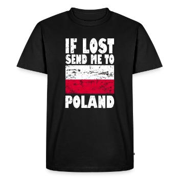 Poland Flag Slogan - Men's Premium Organic T-Shirt - black - Front - Nico (187cm)