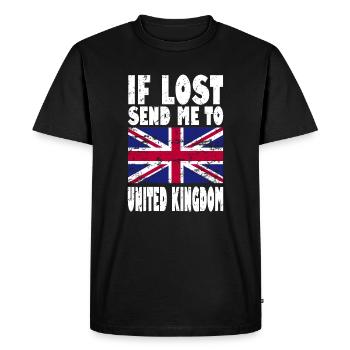 Slogan du drapeau du Royaume-Uni - T-shirt Premium bio Homme - noir - Devant - Nico (187cm)