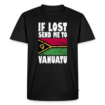 Vanuatu Flag Saying - Men's Premium Organic T-Shirt - black - Front - Nico (187cm)