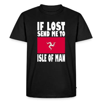 Isle of man flag saying - Men's Premium Organic T-Shirt - black - Front - Nico (187cm)