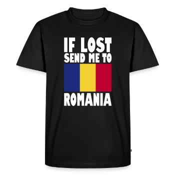 Romania Flag Slogan - Men's Premium Organic T-Shirt - black - Front - Nico (187cm)