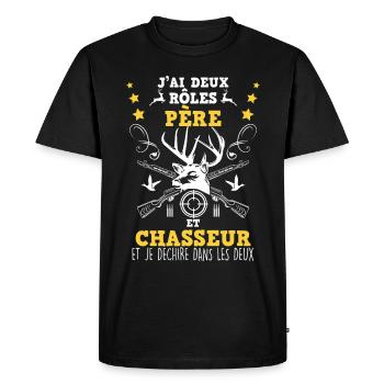 Père Et Chasseur L'Homme Parfait Qui Déchire - T-shirt Premium bio Homme - noir - Devant - Nico (187cm)
