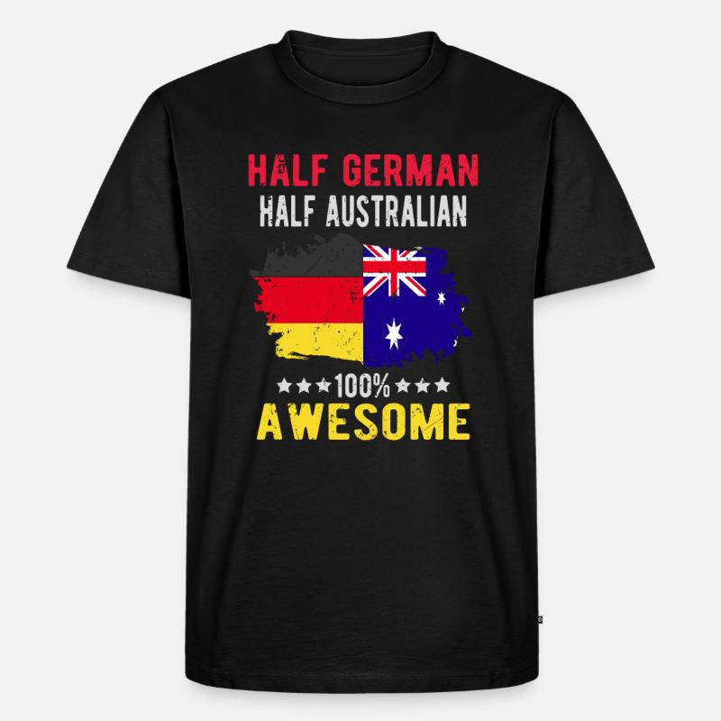 Halb Deutsch Halb Australier - Männer Premium Bio T-Shirt - Schwarz
