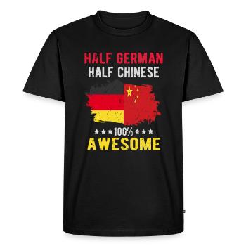 Moitié allemand moitié chinois - T-shirt Premium bio Homme - noir - Devant - Nico (187cm)