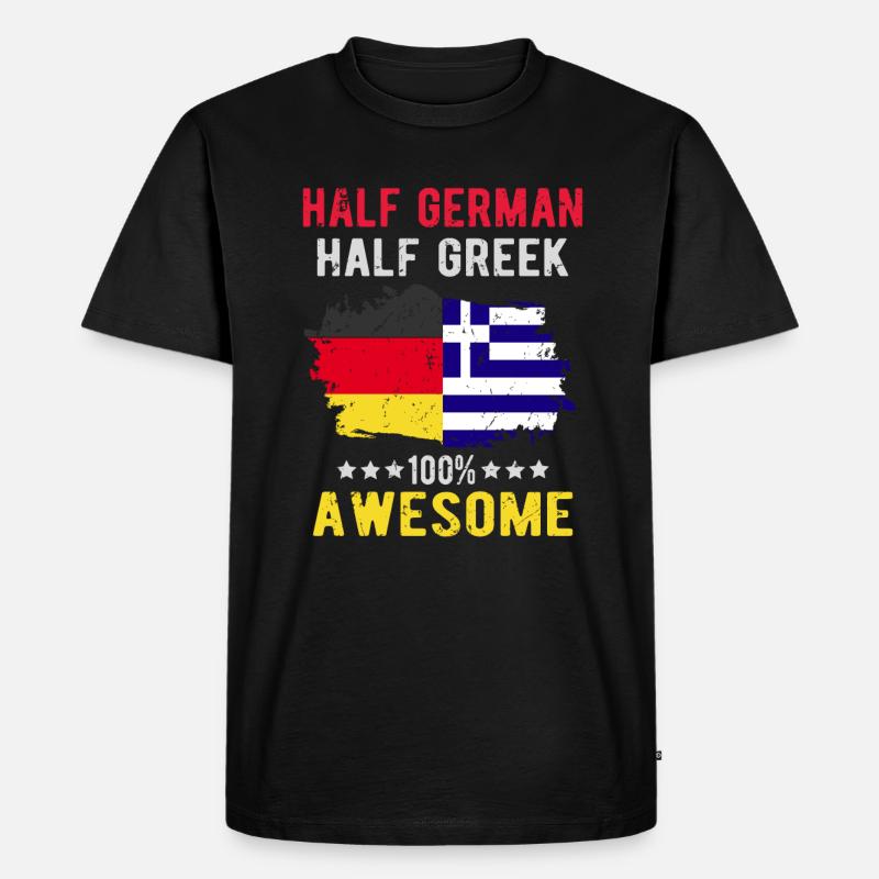 Halb Deutsch Halb Grieche - Männer Premium Bio T-Shirt - Schwarz