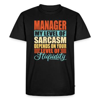 Manager sarcasme Drôle de manager - T-shirt Premium bio Homme - noir - Devant - Nico (187cm)