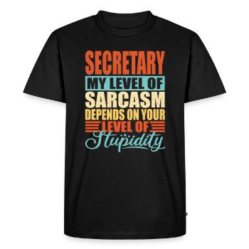 Secrétaire sarcasme Drôle de secrétaire - T-shirt Premium bio Homme - noir - Devant - Nico (187cm)