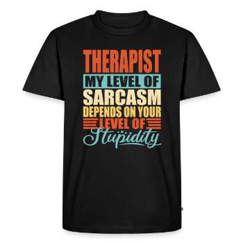 Sarcasme du thérapeute - T-shirt Premium bio Homme - noir - Devant - Nico (187cm)