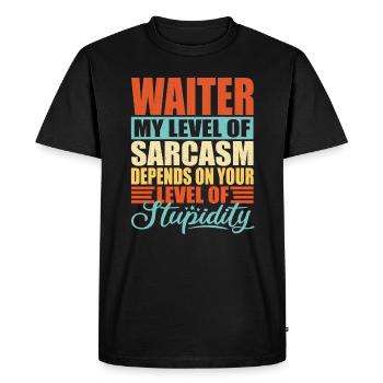 Serveur disant Cadeau de serveur - T-shirt Premium bio Homme - noir - Devant - Nico (187cm)