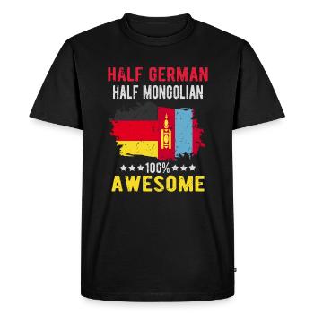 Moitié allemand moitié mongol - T-shirt Premium bio Homme - noir - Devant - Nico (187cm)