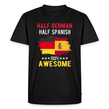 Moitié allemand moitié espagnol - T-shirt Premium bio Homme - noir - Devant - Nico (187cm)