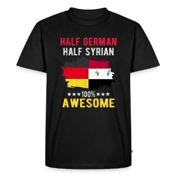 Half German half Syrian - Men's Premium Organic T-Shirt - black - Front - Nico (187cm)