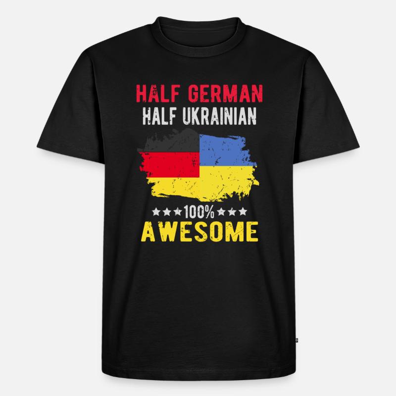 Halb Deutsch Halb Ukrainer - Männer Premium Bio T-Shirt - Schwarz