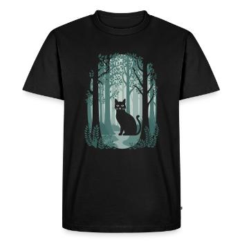 Cottagecore Magical Forest Cat in Fairytale Forest - Men's Premium Organic T-Shirt - black - Front - Nico (187cm)