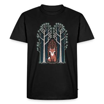Dreamy Fox in the Enchanted Forest Cottagecore - Men's Premium Organic T-Shirt - black - Front - Nico (187cm)