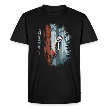 Woodpecker in the forest nature observation - Men's Premium Organic T-Shirt - black - Front - Nico (187cm)