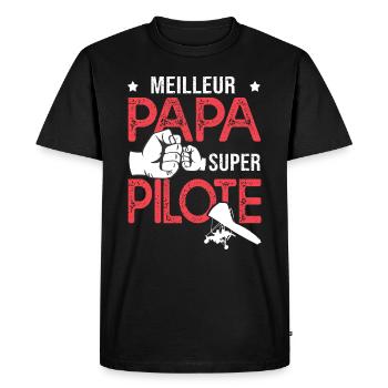 Cadeau papa meilleur papa pilote de delta plane - T-shirt Premium bio Homme - noir - Devant - Nico (187cm)