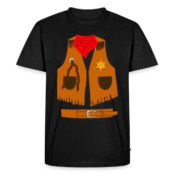 Cowboy Costume Sheriff Western Rodeo on Horseback - Men's Premium Organic T-Shirt - black - Front - Nico (187cm)