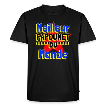 Meilleur papounet du monde - T-shirt Premium bio Homme - noir - Devant - Nico (187cm)