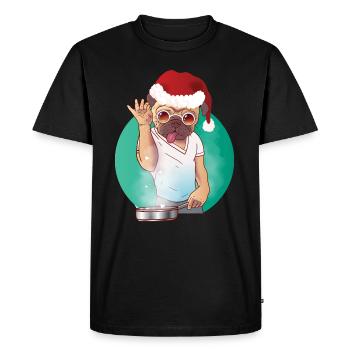 Boiling dog with glasses and santa hat - Men's Premium Organic T-Shirt - black - Front - Nico (187cm)
