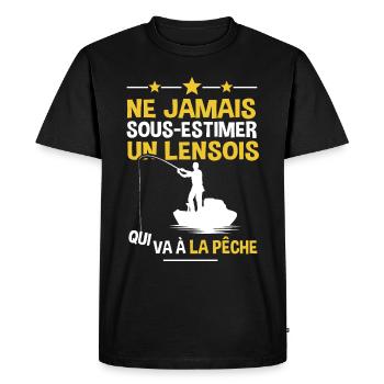 Lensois cadeau drôle pêcheur Lens ville - T-shirt Premium bio Homme - noir - Devant - Nico (187cm)