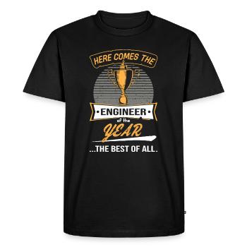 Trophée Coupe de l’Ingineur de l’année - T-shirt Premium bio Homme - noir - Devant - Nico (187cm)