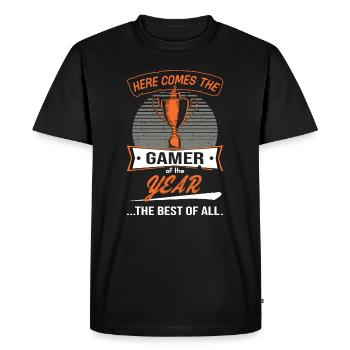 Coupe du Trophée du Joueur de l’année - T-shirt Premium bio Homme - noir - Devant - Nico (187cm)