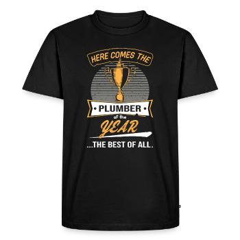 Trophée du plombier de l’année - T-shirt Premium bio Homme - noir - Devant - Nico (187cm)