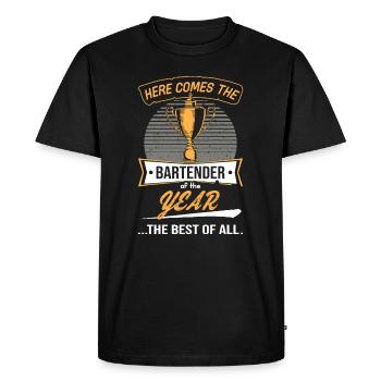 Trophée trophée du barman de l’année - T-shirt Premium bio Homme - noir - Devant - Nico (187cm)