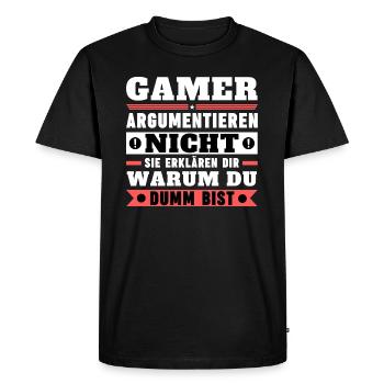Les joueurs ne se disputent pas - T-shirt Premium bio Homme - noir - Devant - Nico (187cm)