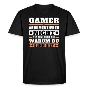 Les joueurs ne se disputent pas - T-shirt Premium bio Homme - noir - Devant - Nico (187cm)